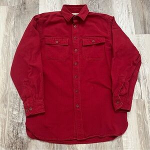 LL Bean Mens Flannel Heavyweight Red Medium Tall